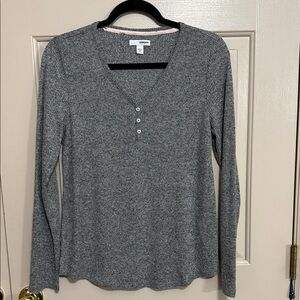 Sonoma Charcoal Long Sleeve V-Neck Top